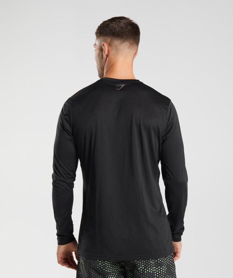 Koszulki Gymshark Sportowe Long Sleeve Męskie Czarne | PL 467PES